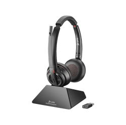 HP Poly Savi 8220 On-Ear Noise Cancelling Truly Wireless Bluetooth Headset - (77Y82Aa#aba) In Black