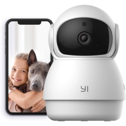 YI Pan-Tilt Security Camera, 360 Degree 2.4G Smart Indoor Pet Dog Cat Cam \w Night Vision, 2-Way Audio, Motion Detection, Phone App, Compatible \w