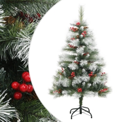 VIDAXL Artificial Hinged Christmas Tree With Cones And Berries 120 Cm