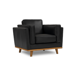 VALENCIA Artisan Top Grain Leather Accent Chair In Black
