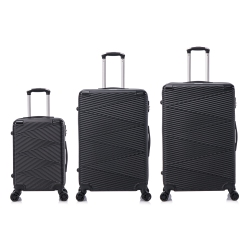 TOSCANO -Intrecciare 3PC Hardside Luggage Suitcase (20", 28", 30") Durable And Scratch Resistant-Black