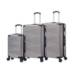 TOSCANO -Intrecciare 3PC Hardside Luggage Suitcase (20", 28", 30") Durable And Scratch Resistant-Grey