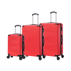 TOSCANO -Intrecciare 3PC Hardside Luggage Suitcase (20", 28", 30") Durable And Scratch Resistant-Vermilion In Red