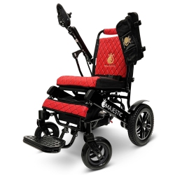 MAJESTIC Iq-8000 Max Power Chair | Ultra-Light & Foldable | Gel Memory Foam Seat | Up to 30 Km Range | 17.5’’ Seat Width, Black Frame Textile In Red