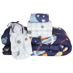 Nemcor 4-Piece Reversible Bed Set - Twin - Space (Blue & White)