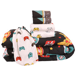 Nemcor 5-Piece Reversible Bed Set - Double - Space (Blue & White)