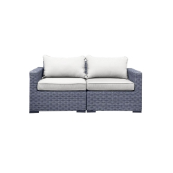 CIEUX Cannes Outdoor Patio Wicker Modular Loveseat In With Sunbrella Cushions (Canvas Natural) In Grey