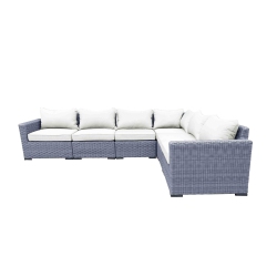CIEUX Cannes Outdoor Patio Wicker Modular L-Shaped Sectional Sofa In With Sunbrella Cushions (Canvas Natural) In Grey