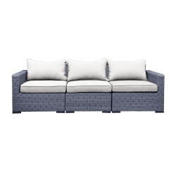 CIEUX Cannes Outdoor Patio Wicker Modular Sofa In With Sunbrella Cushions (Canvas Natural) In Grey