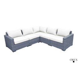 CIEUX Cannes Outdoor Patio Wicker Modular Corner Sectional Sofa In With Sunbrella Cushions (Canvas Natural) In Grey