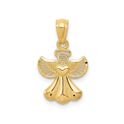 GEM AND HARMONY 14K Gold Angel Charm Pendant Necklace (No Chain) In Yellow