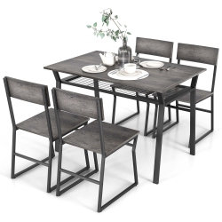 COSTWAY 5 Piece Dining Table Set Industrial Rectangular Kitchen Table With 4 Chairs
