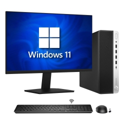 HP Refurbished (Good) - Computer Combo Prodesk 600 G5 Sff Windows 11 Pro Desktop PC | New 24 Inch Monitor | Intel Hexa-Core I5 9Th Gen Cpu | 32GB