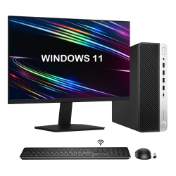 HP Refurbished (Good) - Computer Combo Prodesk 600 G5 Sff Windows 11 Pro Desktop PC | New 24 Inch Monitor | Intel Hexa-Core I5 9Th Gen | 16GB Ddr4