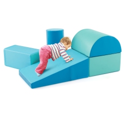 GYMAX 5 PCs Kids Crawl & Climb Activity Playset Soft Foam Block Toddler Play Structure