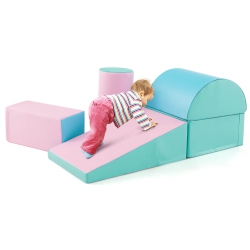 GYMAX 5 PCs Kids Climb & Crawl Activity Playset Soft Foam Block Toddler Play Structure