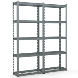 GYMAX 2 PCs 5-Tier Metal Shelving Unit Heavy Duty Wire Storage Rack With Anti-Slip Foot Pads
