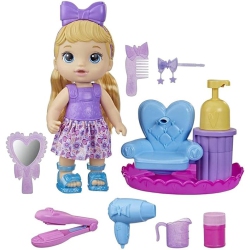 HASBRO Baby Alive Sudsy Styling Doll, Blonde Hair, Includes 12-Inch Baby Doll, Salon Chair, Baby Doll Accessories
