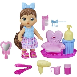 HASBRO Baby Alive Sudsy Styling Doll Hair, Includes 12-Inch Baby Doll, Salon Chair, Baby Doll Accessories In Brown