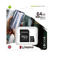 KINGSTON Refurbished (Good) 64 GB Canvas Select Plus Microsd Card W/ Sd Adapter