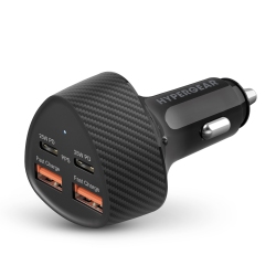 HYPERGEAR Speedboost 50W Dual USB-C & Dual USB-A Cla Fast Charge Car Charger - In Black
