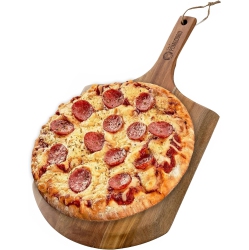 CHEF POMODORO 12-Inch Acacia Pizza Peel, Wooden Pizza Peel 12 Inch, Homemade Wood Pizza Peel, Pizza Peel \w Handle, Pizza Oven Accessories, Spatula