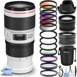 CANON Ef 70-200MM F/4L Is Ii Usm Lens + Macro/close Up Lenses + Pouch Bundle