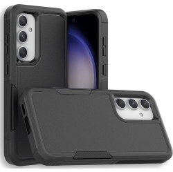 CSMART [] Dual Layers Heavy Duty Rubber Armor Bumper Hard Case Cover for Samsung Galaxy A15 In Black