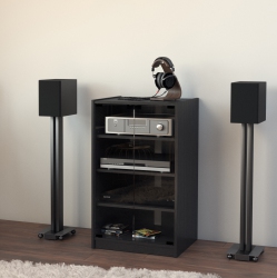 CORLIVING Cranley Media Cabinet With Glass Doors - Versatile CD Storage Cabinet, Stereo Stand, DVD Storage Cabinets, Media Console Cabinet, 21