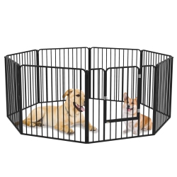 PAWHUT Heavy Duty Dog Playpen, Steel Dog Pen \w Door, Pet Exercise Fence, Outdoor Indoor Diy Design for Small And Medium Dogs, 31.5" Height, 8 Panels