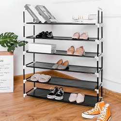 SORTWISE 6-Tier Shoe Rack 30-Pair Shoes Storage Organizer Stackable Entryway Shoes Shelf In Black