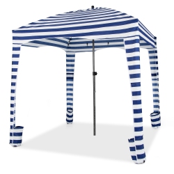 COSTWAY 6 X 6Ft Foldable Beach Cabana Tent With Carrying Bag Detachable Sidewall