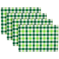 NORTHLIGHT Set Of 4 And White Checkered Printed Placemats 18" In Green