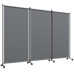 OUTSUNNY 3 Panel Folding Room Divider \w Lockable Wheels, 6Ft Rolling Privacy Screen, Portable Freestanding Room Partition Separator for Home Office