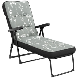 OUTSUNNY Outdoor Lounge Chair With Padded Cushion, Folding Reclining Patio Garden Chair With Recline Back, Footrest, for Poolside, Patio In Grey