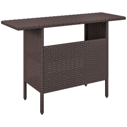 OUTSUNNY 55" Rattan Bar Table, Bar Height Patio Table With 2 Storage Shelves And Steel Frame, Garden Wicker Table for Outdoor, Lawn, Backyard