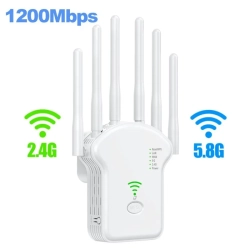 GENER High-Speed 1200Mbps Dual-Band Wifi Repeater With Antenna, Signal Extender, And Wps Router - Wireless Network Amplifier for 2.4G And 5G
