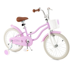 GYMAX 18" Kids Bicycle Children's Training Bicycle W/ Removable Training Wheels & Basket