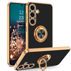 HLD Samsung Galaxy S24 Case, \w 360° Rotating Ring Stand Holder Plating Electroplated Shockproof Camera & Screen Protection for Samsung Galaxy S24