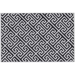 OUTSUNNY Reversible Outdoor Rv Rug, 6' X 9' Patio Floor Mat, Plastic Straw Rug for Backyard, Deck, Picnic, Beach, Camping, Black And In White