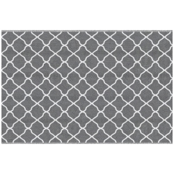 OUTSUNNY Portable Outdoor Rug, 6' X 9' Reversible Mat, Waterproof Plastic Straw Rv Rug for Backyard, Deck, Picnic, Beach, Camping, Grey & Net