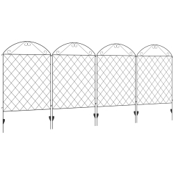 OUTSUNNY Garden Fence, 4 Pack Metal Fence Panels, 11.5' Decorative Border Flower Edging for Yard, Landscape, Patio, Outdoor Decor, 43" H, Curved