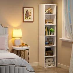 TRIBESIGNS 70.87" Tall Narrow Bookcase, 6 Tier Cube Display Shelves, Modern Corner Bookcase With Storage