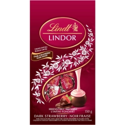 GENER Lindt Lindor Dark Chocolate Strawberry Truffles - Irresistible 150G Bag for A Rich And Romantic Valentine's Day Treat