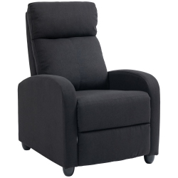 HOMCOM Push Back Recliner Chair, Fabric Home Theater Seating, Single Reclining Sofa Chair With Padded Seat for Living Room In Black