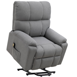 HOMCOM Power Lift Recliner Chair, Fabric Upholstered Electric Recliner Chair for Seniors With Side Pockets, Remote Control, Quick Assembly In Grey