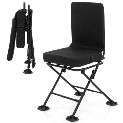 GYMAX 360 Degree Swivel Hunting Chair Folding Hunter Blind Chair W/ All-Terrain Feet