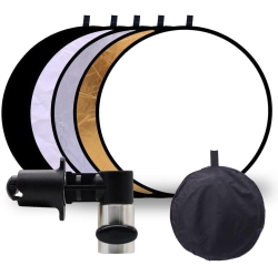 NONE Light Reflector for Photography \w Clip 24In 5 In 1 Portable 60Cm Round Collapsible Multi Disc Photography Studio Photo Camera Lighting