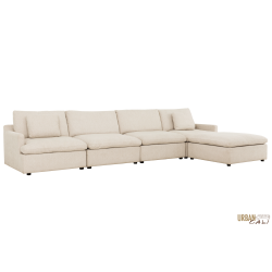 URBAN CALI Long Beach Large Modular Sectional Sofa With Ottoman (Axel Beige)