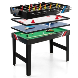 COSTWAY 4-In-1 Combo Game Table 49" Foosball With Pool Billiards Air Hockey Table Tennis